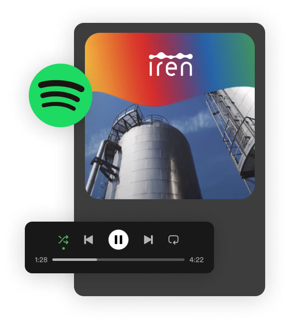 Schermata di Spotify con gli accumulatori di energia come copertina